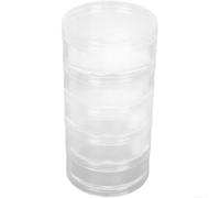 Boîte transparente empilable ronde à 5 niveaux pour bijoux, perles, boutons, montres, vis, mouvements et autres matériels miniatures (5 x 12,9 cm)
