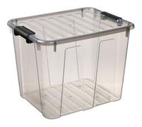 Plast Team Boîte de rangement Home Box 40 L avec couvercle transparente grise
