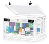 Boîte verrouillable avec serrure à combinaison double | Boîte de sécurité de 24 litres pour médicaments, téléphone portable et collations | Boîte de rangement empilable à 2 compartiments