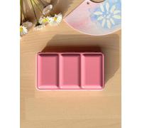 Boîte vide pour aquarelles, de couleur rose, contenant 12 demi-godets, une palette de mélange et un fond plat