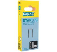RAPID 40109527, Agrafes haute performance pour matériaux denses, couronne étroite N°606, longueur des branches 12mm, acier galvanisé avec revêtement résine, 1200 pièces, Boîte FSC