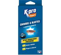 Boîtes à Appât Cafards et Blattes - Détruit Durablement l'Infestation - Action Radicale - Propre et Discret - 4 boîtes d'Appâts
