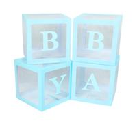 Boîtes à Ballons, Design Transparent, Style Minimaliste, Légère, Boîte de Décoration de Proposition, Stockage à Long Terme avec Autocollant pour Demande en Mariage, 4 Pièces (BLUE)