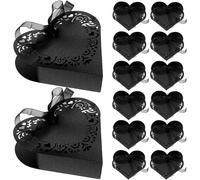 Boîtes à Bonbons Style Européen 50 Pièces Cœur en Papier Noir | Présents de Mariage et Réception, Rangement pour Friandises, Lot de Boîtes Ajourées, Usage Festif