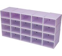 Boîtes à chaussures - Boîtes de rangement pliables pour chaussures - Fenêtre transparente - Empilables - Grande capacité - Plastique PP - Lot de 20 - Violet