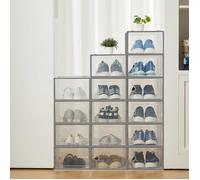 Boîtes à chaussures empilables - LUNSY - Plastique transparent - Empilables - Pliables - Couvercle hermétique