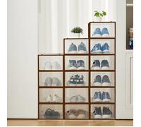 Boîtes à chaussures empilables - LUNSY - Plastique transparent - Empilables - Pliables - Couvercle hermétique
