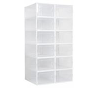 Boîtes à chaussures - Lot de 12 - Empilables - Avec couvercle - En plastique ABS - Pour des chaussures jusqu'à la pointure 45 - Blanc