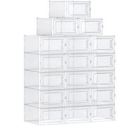 Boîtes à chaussures pliables SONGMICS - Lot de 18 - Transparent et blanc - Pour pointure jusqu'à 46