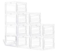 Boîtes à chaussures - Rangement à chaussures - Coffret de 9 pièces - Fermeture avant magnétique - Transparent - Empilable - Pliable - Plastique
