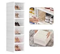 Boîtes à chaussures - Rangement pour chaussures - Lot de 6 - Empilables - Plastique rigide - Avec couvercle - Montage facile - Blanc transparent
