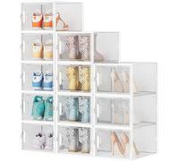 Boîtes à chaussures transparentes empilables - Lot de 12 pour des chaussures jusqu'à la pointure 46