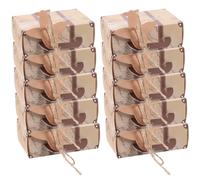 Boîtes à Dragées Mini Valise Rétro en Papier avec Étiquettes, Lot de 50 | Coffret Vintage Mini Box, Ficelle de Chanvre, Style Valise, pour Fête de Mariage et Thème Voyage