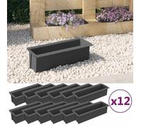 Boîtes à fleurs pour palettes Euro - vidaXL - 12 pièces - Gris - 36x13,5x9,5 cm - Polypropylène