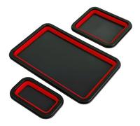 Boîtes à outils Plateau pièces pliables en Silicone, bol à vis pliable, boîte rangement pièces d'outils, plombier charpentier 3 pièces Organisateur outils(Red)