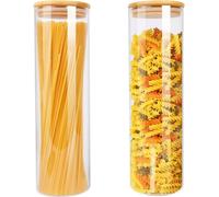 Boîtes à provisions en verre, set de 2 couvercles en bambou 1500ML étanches au lave-vaisselle