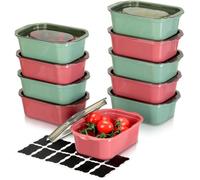 Boîtes alimentaires hermétiques - LA RURALE - 10 pièces - 500 ml - Vert et rouge - Empilable - Hermétique