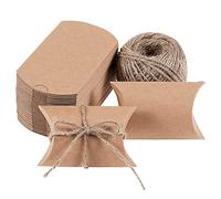 Boîtes-cadeaux MATICAN, 50-Pack Boîtes à Oreiller avec Ficelle, Mini Boîtes en Kraft, 8,9 x 6,4 x 2,5 cm