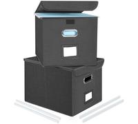 Boîtes d'archivage gris foncé avec couvercle, format A4, en carton, pour la maison et le bureau, lot de 2