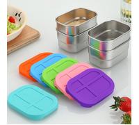 Boîtes de conservation alimentaire-Boîtes à goûter en acier inoxydable-Lot de 3-Boîtes à lunch-Étanches-Acier inoxydable-Compatibles