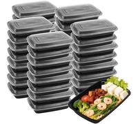 Boîtes de conservation alimentaires - Contenants pour repas - Préparation des repas - Réutilisables et empilables - 50 pièces de 750 ml - Noir