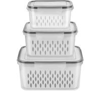 Boîtes de Conservation de Fruits et Légumes,Lot de 6 pièces/3 Ensembles Conteneurs de Stockage avec Couvercles,gris