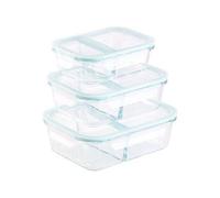 Boîtes de conservation en verre à 2 compartiments - x3