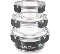 Boîtes de conservation en verre - Ensemble de récipients de stockage - Préparation des repas - Adaptées au four, au micro-ondes et au congélateur - 3 pièces, contenances de 400 à 950 ml - Transparent