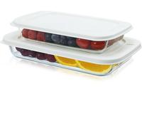 Boîtes de conservation en verre - Plats de cuisson - Boîtes pour congélation - Préparation des repas - Verre borosilicaté résistant - 22 litres et 16 litres - Transparent