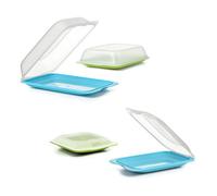 TATAY Boîtes a Charcuterie Fresh | Set de 4: 2 Maxi + 2 Mini | Boite Jambon Conservation Frigo, Empilable | Passe au Congelateur, Micro-ondes et Lave-vaisselles | Sans BPA, Couleurs Bleu et Lima