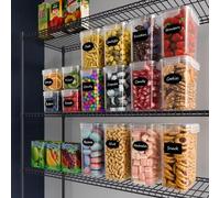 Boîtes de conservation pour la cuisine, lot de 16, boîtes en plastique hermétiques, boîtes de conservation, rangement pour céréales, farine, pâtes (2 l, 1,6 l, 1,4 l, 0,8 l)