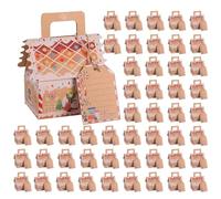 Boîtes de friandises de Noël - 50 pièces en forme de maison pour boulangerie, ensemble d'emballage festif, accessoire de rangement pour bonbons et biscuits, fournitures de cuisine pratiques, c