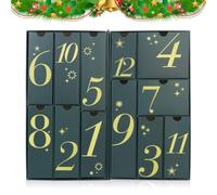 Boîtes de l'Avent de Noël à remplir avec 12 tiroirs | Calendrier de Noël vide pour Nouvel An, fête d'anniversaire, collations, bonbons, maquillage, bijoux, bas de Noël