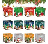 Boîtes de Noël - Coffret cadeau de douze pièces, collection de contenants en papier festifs 3D avec motif Père Noël | Emballage de friandises décoratives pour biscuits de fête