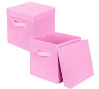 Boîtes de rangement, 2 cubes de rangement pliables en tissu avec couvercle, organiseur de vêtements avec tiroir pour armoire et jouets
