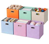 Boîtes de rangement 30 x 30 x 30 cm, lot de 6 boîtes de rangement pliables | Boîtes Kallax pour étagères Kallax | Boîtes en tissu avec poignées métalliques | Organiseurs à code couleur