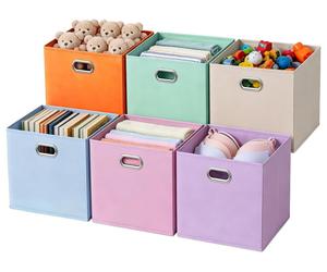Boîtes de rangement 30 x 30 x 30 cm, lot de 6 boîtes de rangement pliables | Boîtes Kallax pour étagères Kallax | Boîtes en tissu avec poignées métalliques | Organiseurs à code couleur