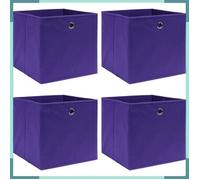 Boîtes de rangement - ASHATA - 4 pcs - Tissu intissé - 28x28x28 cm - Violet