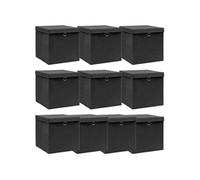 vidaXL Boîtes de rangement avec couvercles 10 pcs. noir 32x32x32cm tissu