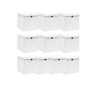 vidaXL Boîtes de rangement avec couvercle 10pcs Blanc 32x32x32cm Tissu Blanc G