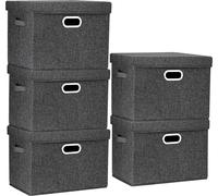 Boîtes de rangement avec couvercle, grandes, Boîtes de rangement avec couvercle pour penderie, chambre d'enfant, boîtes de rangement pour organiser la maison et le bureau, 5 pièces, noir