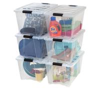 Boîtes de rangement avec couvercle, lot de 6, 54 litres, sans BPA, transparentes