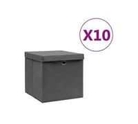 vidaXL Boîtes de rangement avec couvercles 10 pcs. 28x28x28 cm Gris