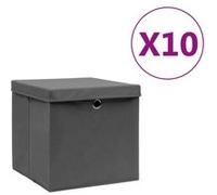 vidaXL Boîtes de rangement avec couvercles 10 pcs. 28x28x28 cm Gris