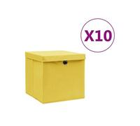 Boîtes de rangement avec couvercles 10 pcs 28x28x28 cm Jaune