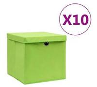 vidaXL Boîtes de rangement avec couvercles 10 pcs. 28x28x28 cm vert