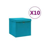 vidaXL Boîtes de rangement avec couvercles 10 pièces 28x28x28 cm Bleu bébé