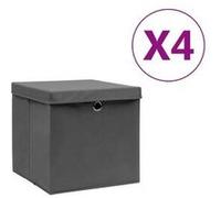 vidaXL Boîtes de rangement avec couvercles 4 pcs 28x28x28 cm Gris