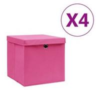 Boîtes de rangement avec couvercles 4 pcs 28x28x28 cm Rose Rose G