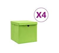 vidaXL 4x Boîtes de Rangement avec Couvercles Coffres de Rangement Boîtes d'Emballage Stockage Foulards Chaussettes Sous-vêtements 28x28x28 cm Vert